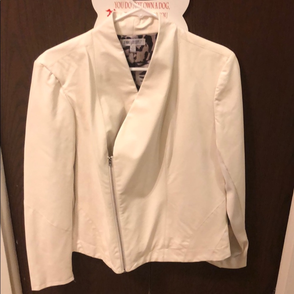 White Jennifer Lopez leather jacket